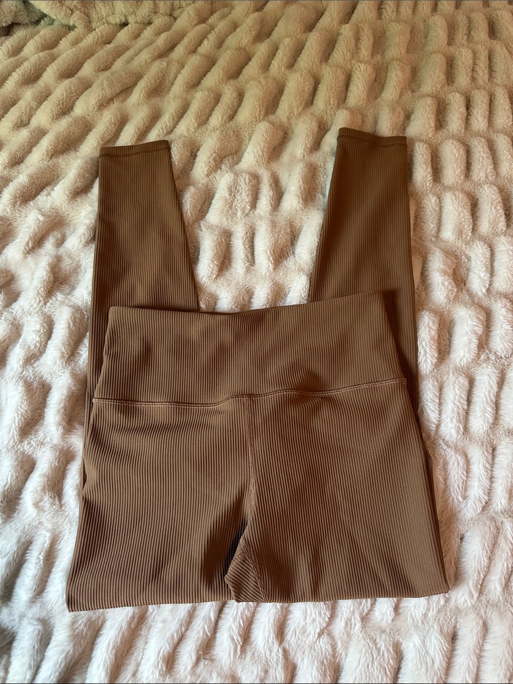 Athleta Elation Rib Tight Ribbed High-Waist Leggings - Brown Small NWOT